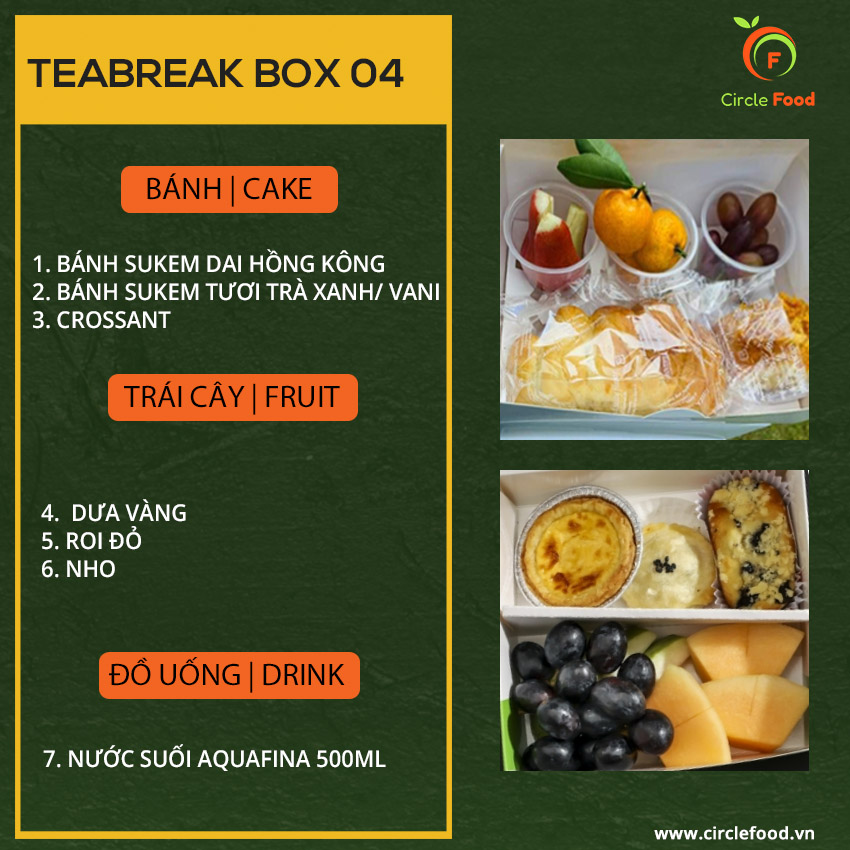 Menu thực đơn teabreak box TBB04