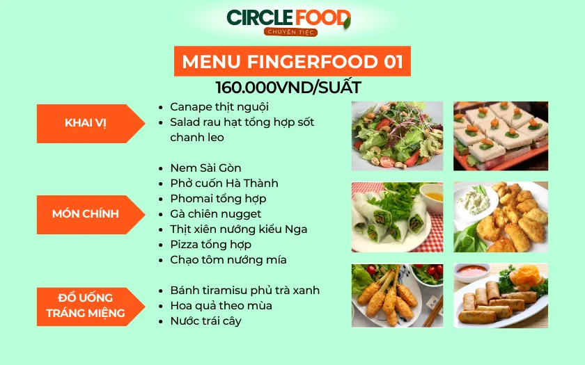 Thực đơn Finger Food cho tiệc nhẹ tại công ty