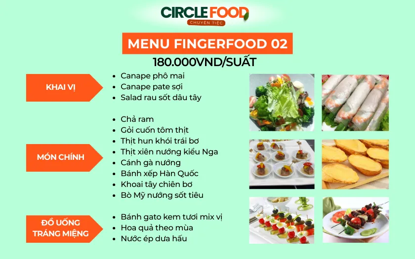 Thực đơn tiệc cocktail cao cấp