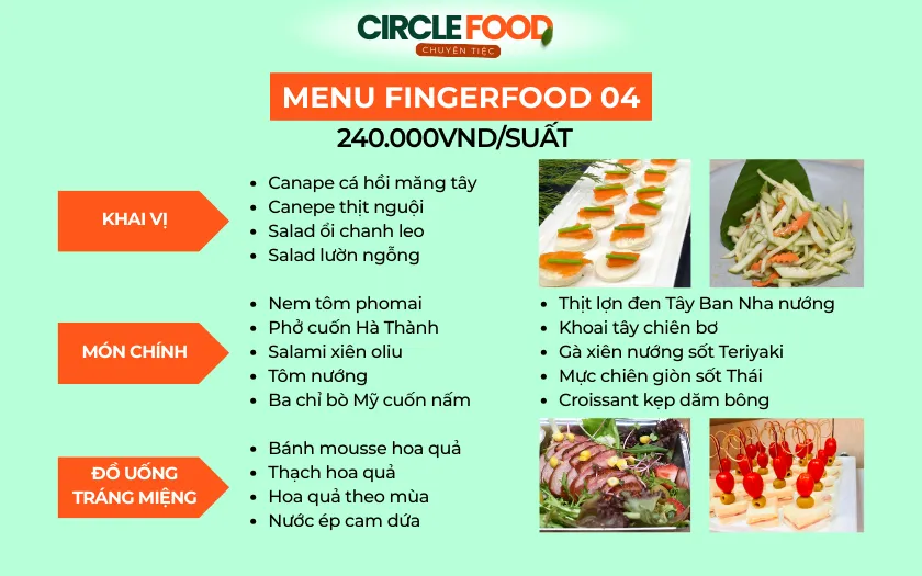Thực đơn đa dạng phong cách Á – Âu cho buổi tiệc chuyên nghiệp