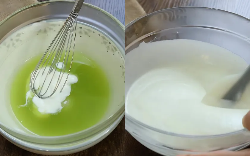 Trộn hỗn hợp mousse dưa lưới