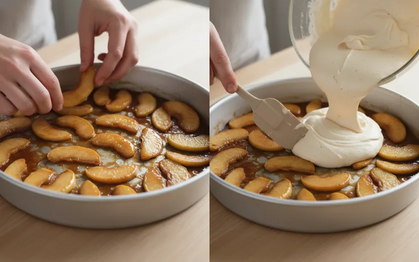 Mousse được đổ vào khuôn, chuẩn bị cho bước làm lạnh để bánh định hình