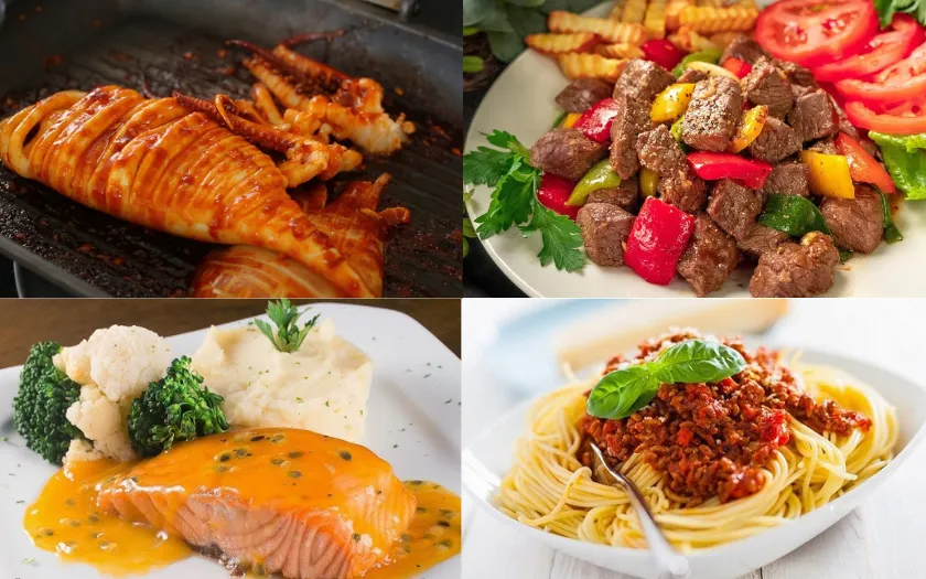 Thực đơn gợi ý cho khu vực đồ ăn