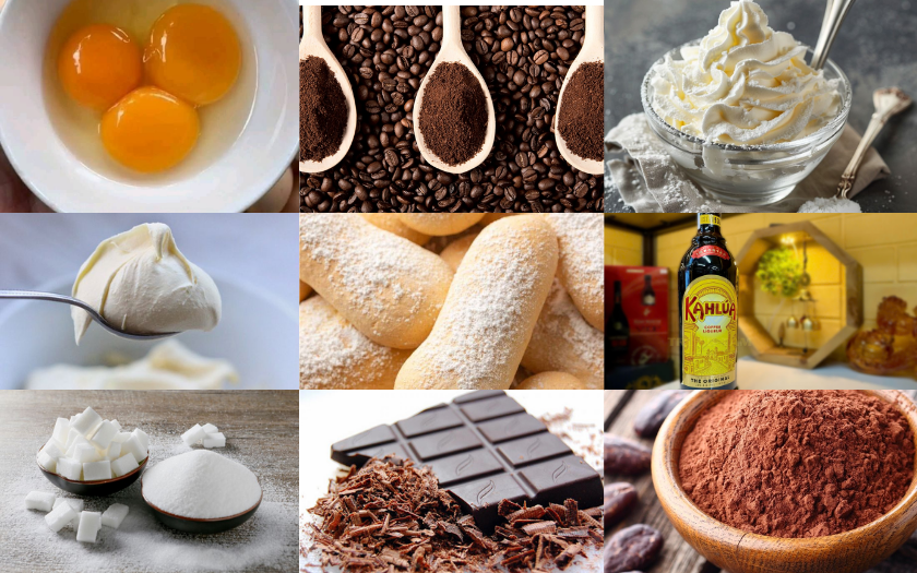 Nguyên liệu làm ra bánh Tiramisu chuẩn vị