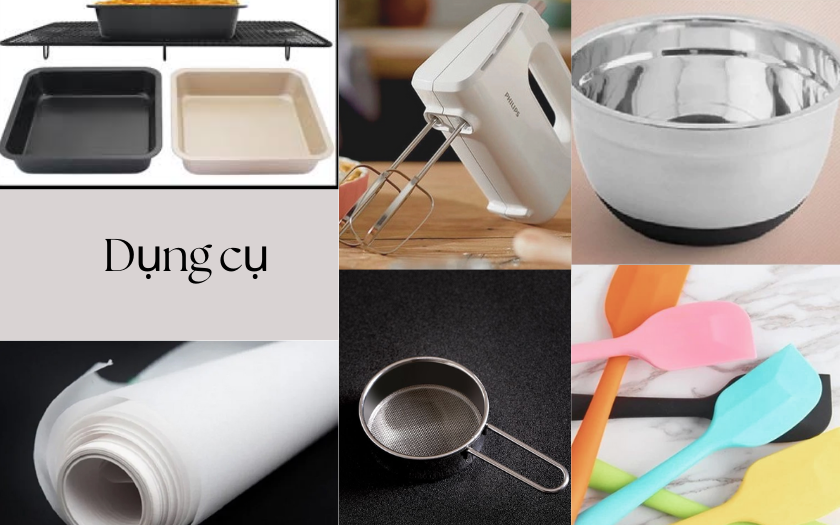 Các dụng cụ cần chuẩn bị cho việc làm bánh Tiramisu