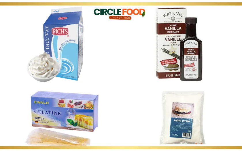 Nguyên liệu làm lớp kem tươi phủ lên trên