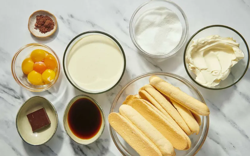 Nguyên liệu để làm tiramisu socola