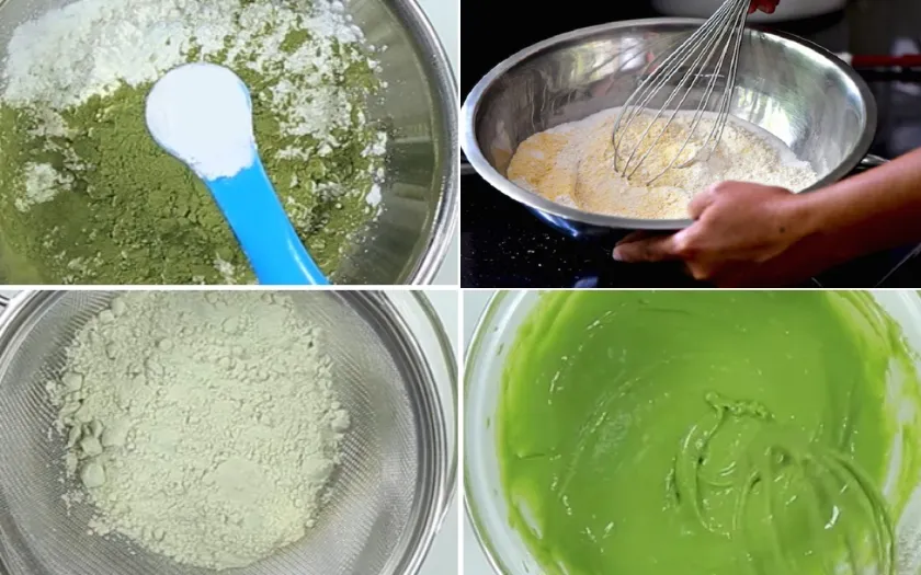 Bước 1: Chuẩn bị hỗn hợp bột + trứng