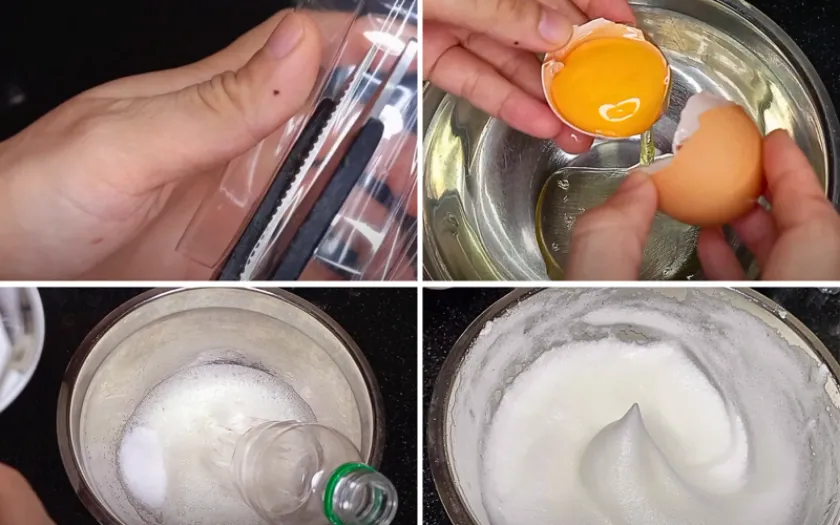 Bước 2: Đánh bông lòng trắng trứng