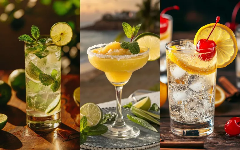 Mojito với bạc hà và chanh, Daiquiri chua ngọt trái cây, Tom Collins thanh mát cùng gin và soda.