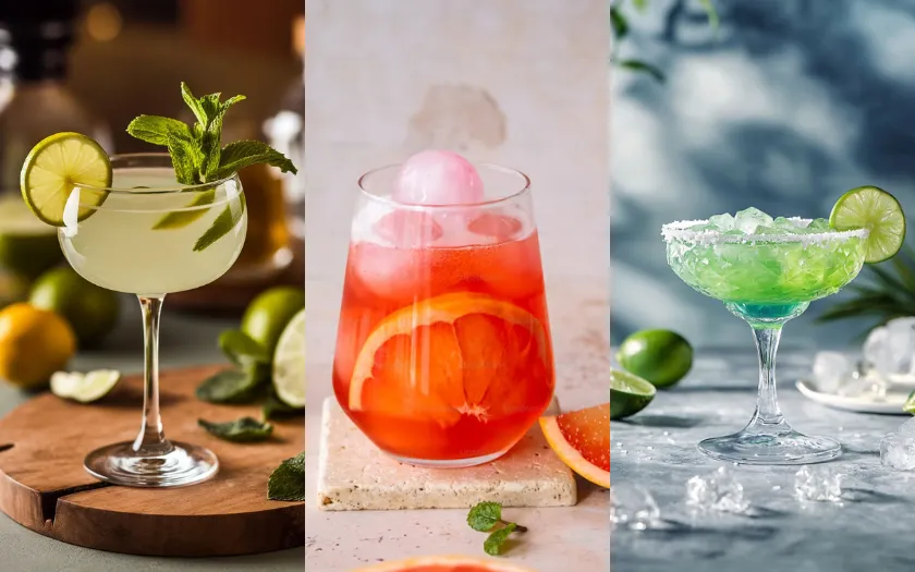Gimlet tươi mát với chanh và gin, Paloma nhiệt đới với bưởi hồng và tequila, Blue Lagoon xanh biển mát lạnh dễ uống.