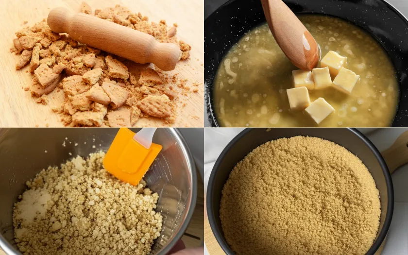 Các bước làm đế bánh quy cho bánh mousse hoa anh đào