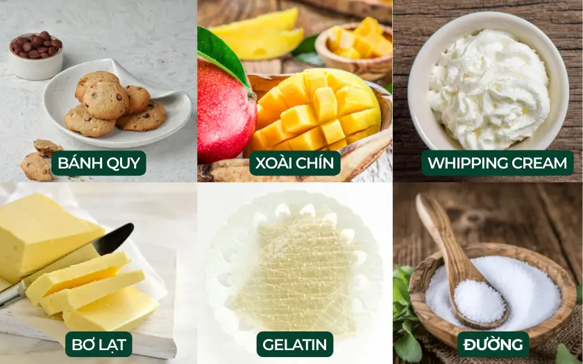 Nguyên liệu cần thiết làm bánh mousse xoài