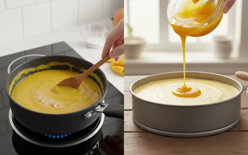 Lớp thạch này tạo thành một lớp jelly phủ lên mặt bánh mousse, giúp món bánh thêm phần hấp dẫn về hình thức lẫn hương vị