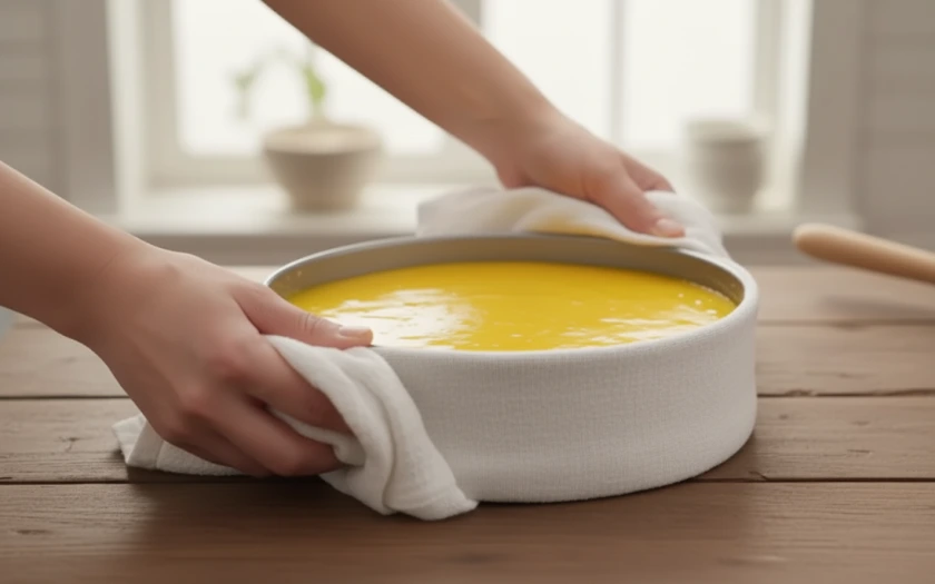 Để gỡ khuôn bánh mousse, bạn có thể dùng khăn nóng để lớp bánh tan chảy nhẹ sẽ dễ lấy hơn