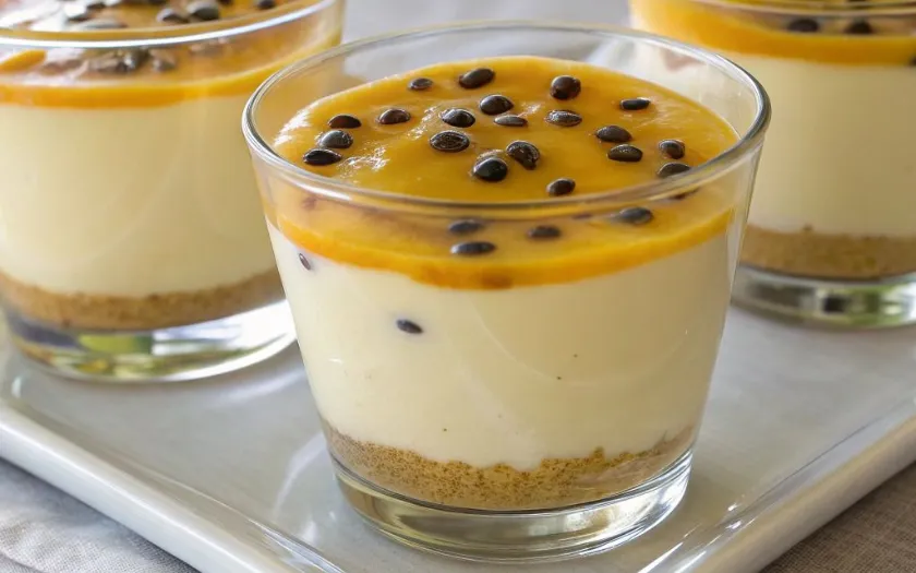 Bánh mousse chanh dây phô mai mềm mịn, béo ngậy nhưng vẫn thanh mát