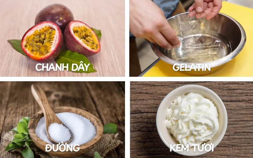 Nguyên liệu cần thiết để làm bánh Mousse chanh dây truyền thống
