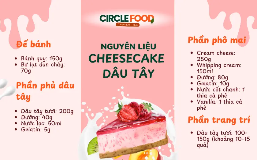 Nguyên liệu chính làm bánh Cheesecake dâu tây
