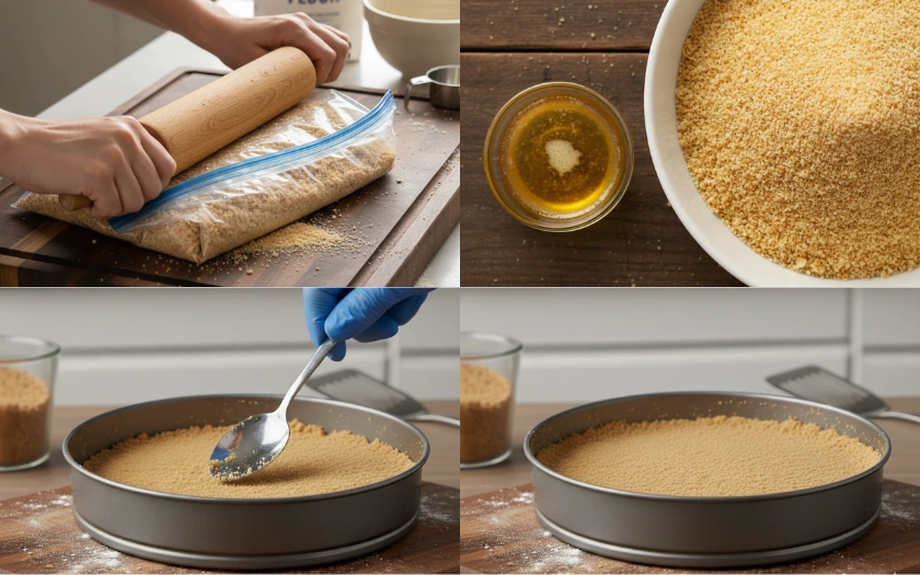 Đế bánh cheecake dâu tây làm từ bánh quy