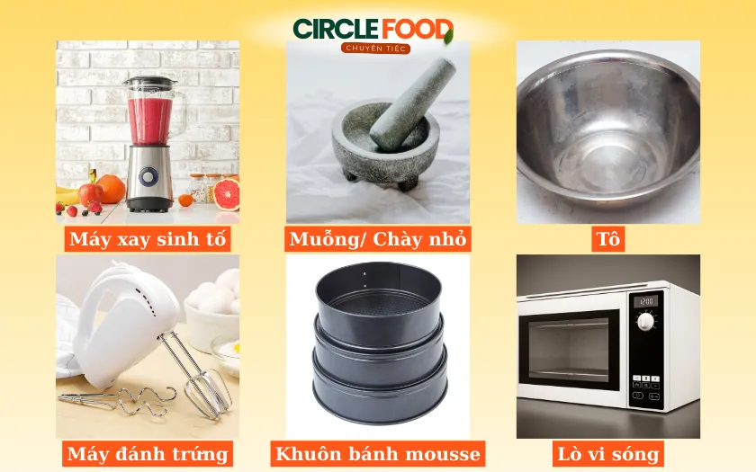 Dụng cụ cần chuẩn bị để làm bánh mousse đế Oreo