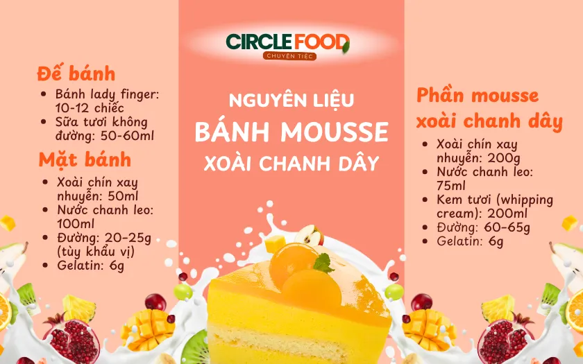 Nguyên liệu làm bánh mousse xoài chanh dây đơn giản tại nhà