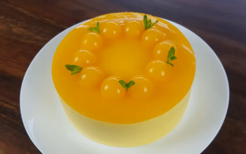 Thành phẩm bánh mousse xoài chanh dây đẹp mắt