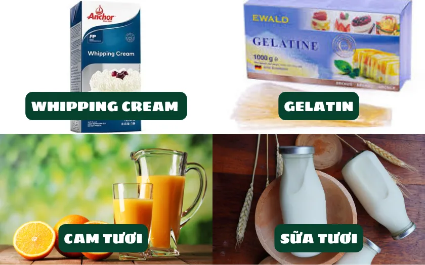 Nguyên liệu làm bánh mousse cam