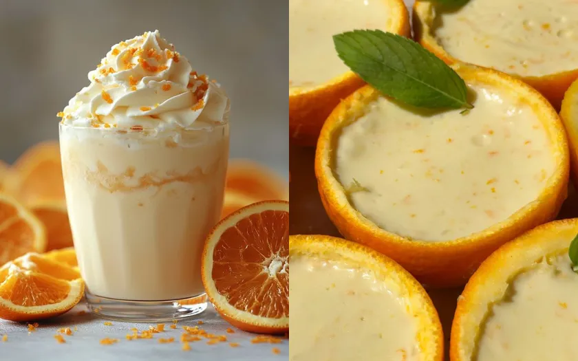 Những lát cam và vụn từ vỏ sẽ làm cho cốc mousse trở nên bắt mắt hơn
