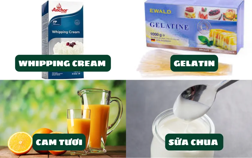 Nguyên liệu làm nên bánh mousse cam sữa chua