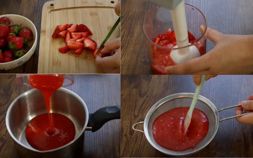 Bước 2: Sơ chế dâu tây