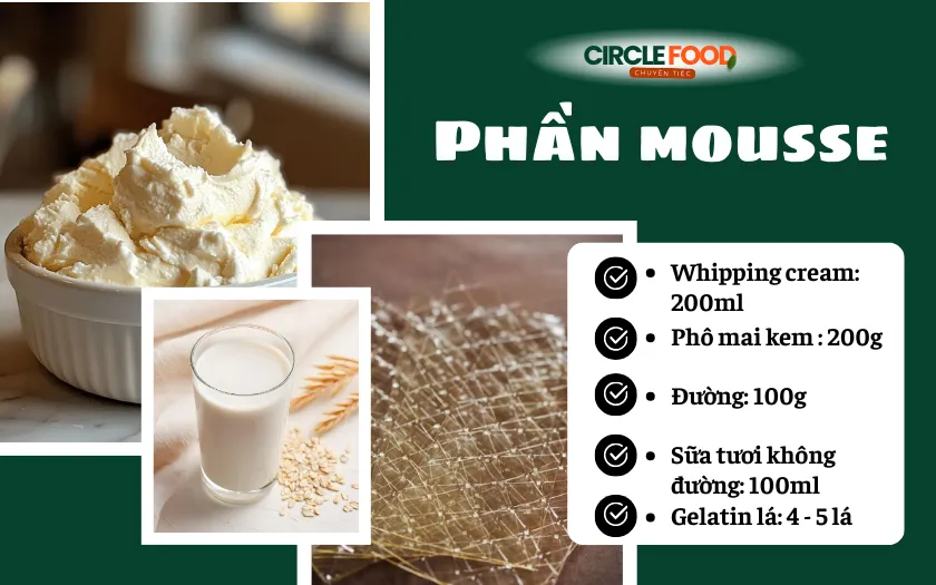 Nguyên liệu làm phần Mousse không cần lò nướng