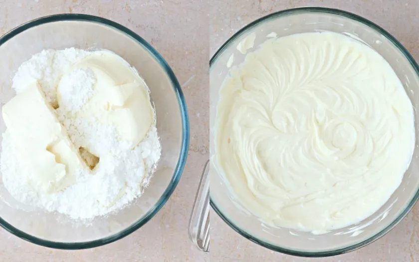 Gelatin tan trong sữa ấm, hòa cùng cream cheese và whipping cream