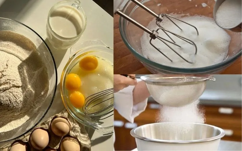 Rây bột qua sẽ giúp cho phần cốt bánh mềm mịn và không bị lợn cợn