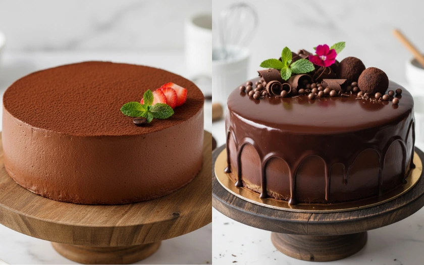 Chiếc bánh mousse socola có vị ngọt ngào xen lẫn chút đắng nhẹ đặc trưng của socola