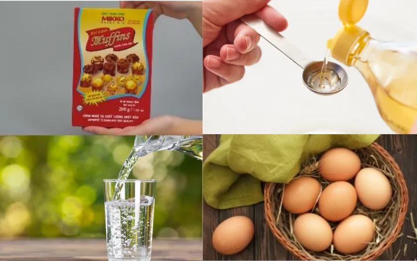 Nguyên liệu cho phần đế bánh cupcake