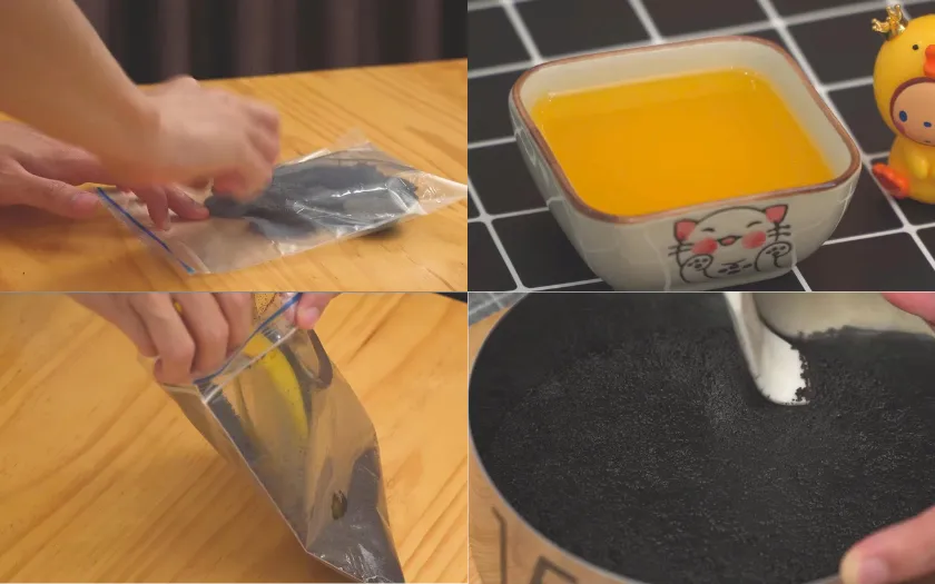 Đế bánh Oreo nghiền mịn trộn bơ, ép chặt xuống khuôn và làm lạnh