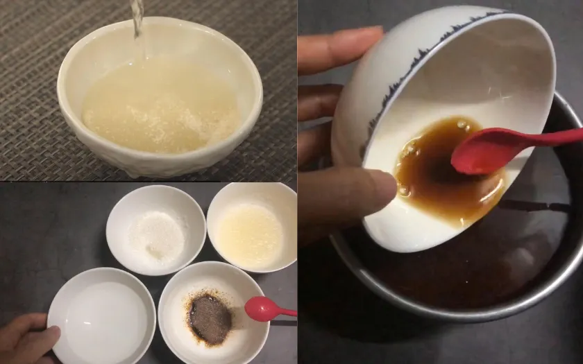 Pha gelatin, đường và cà phê hòa tan, để nguội rồi rót nhẹ lên mousse tạo lớp phủ mỏng