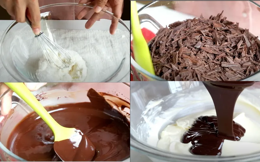 Bước 2: Chuẩn bị hỗn hợp kem phô mai và chocolate