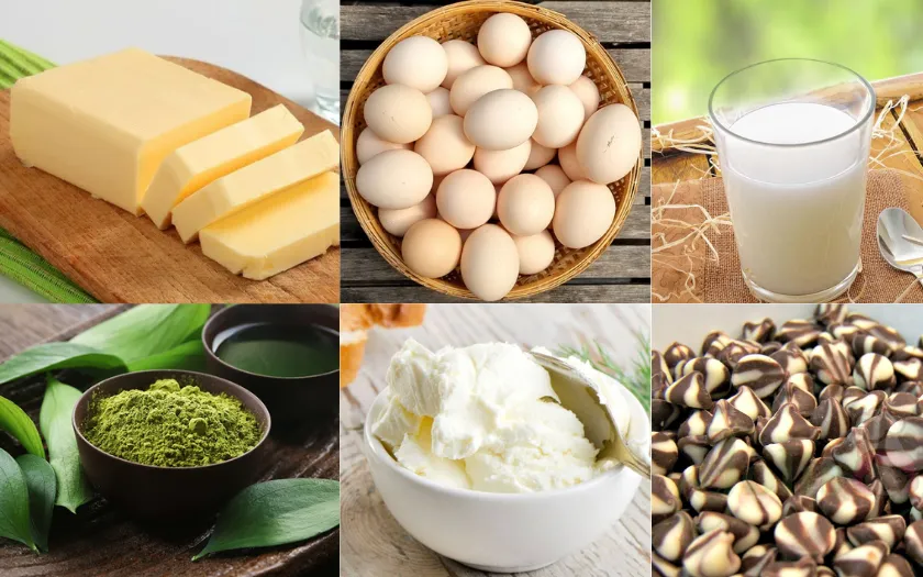 Nguyên liệu chính làm bánh Muffin trà xanh