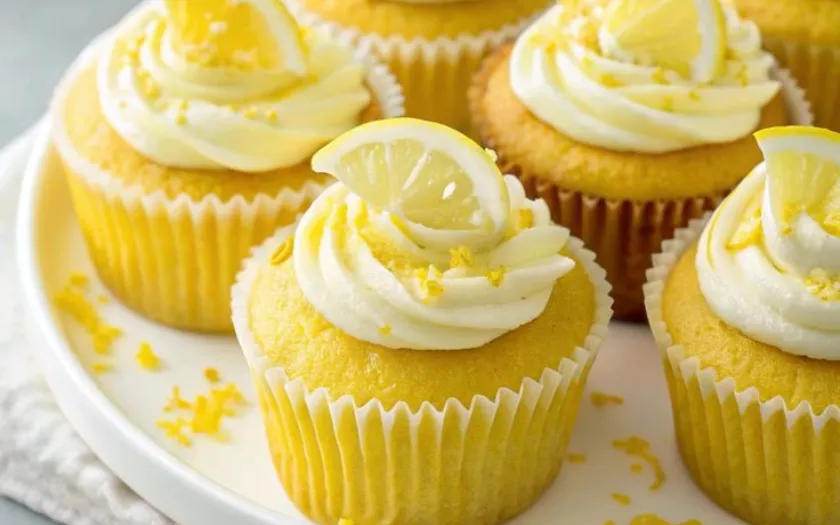 Hương chanh thanh khiết, chua nhẹ dễ chịu thấm đều trong cốt bánh cupcake 