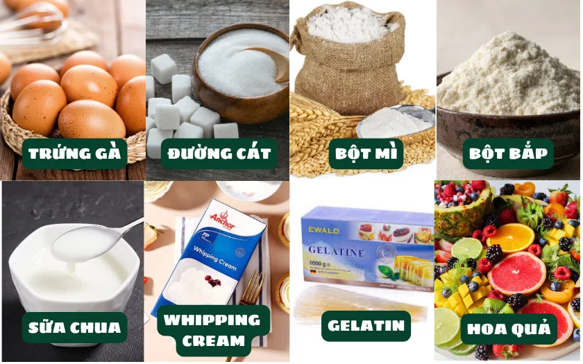Danh sách nguyên liệu để làm bánh Mousse sữa chua