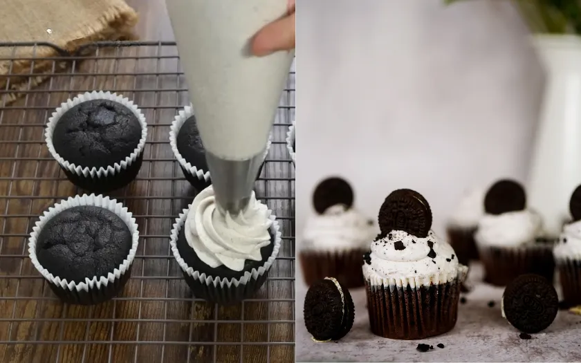 Thành phẩm chiếc bánh Cupcake Oreo hấp dẫn dễ thưởng thức 