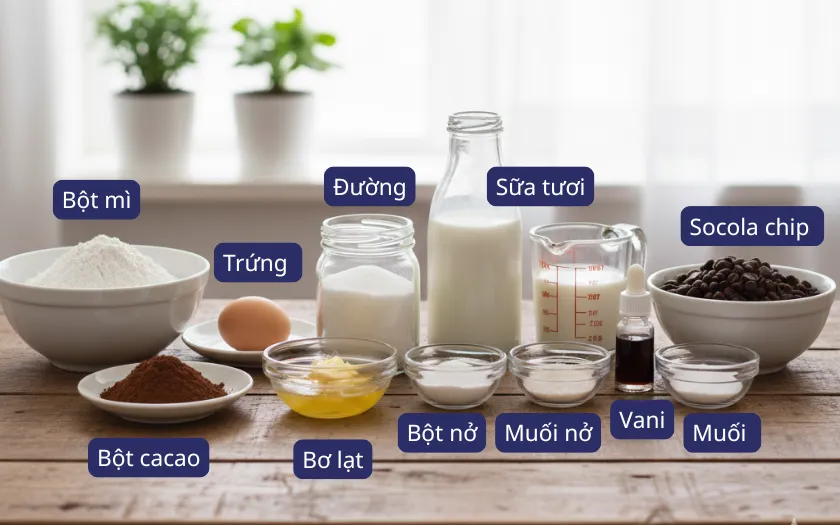 Nguyên liệu làm bánh Muffin Socola