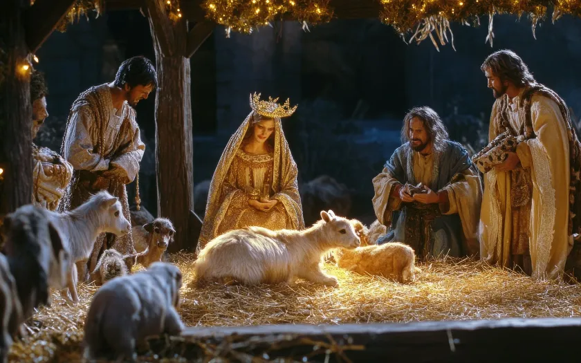 Mẹ Maria, Thánh Giuse và Ba Vua chiêm bái Hài nhi Giêsu trong máng cỏ là biểu tượng ý nghĩa của Lễ Giáng Sinh Công giáo