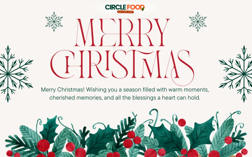 Thiết kế thiệp chúc Giáng Sinh hiện đại nổi bật kèm lời chúc ấm áp bằng tiếng Anh