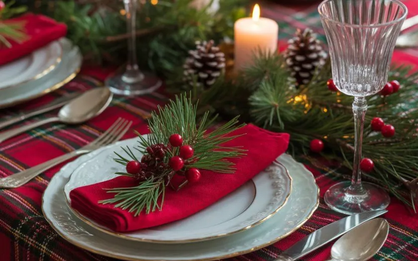 Bàn tiệc Giáng Sinh phong cách retro cổ điển