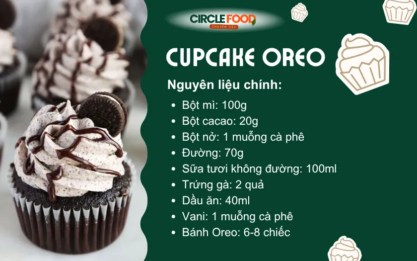 Nguyên liệu làm nên bánh cupcake Oreo dễ tìm và đơn giản