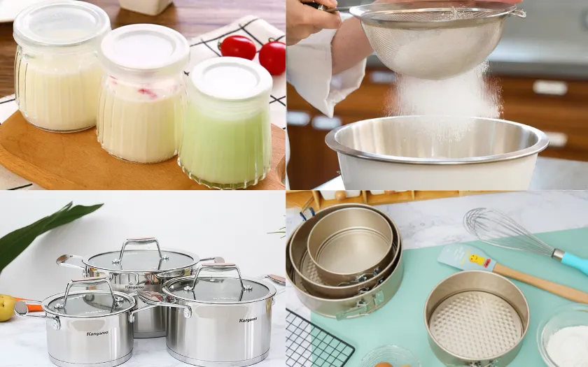 Dụng cụ phục vụ cho quá trình làm matcha pudding