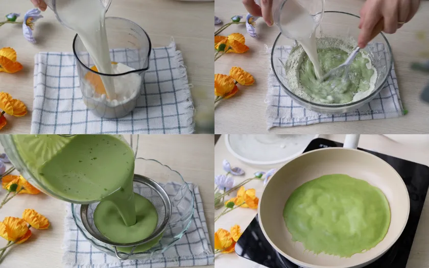 Bước 2: Làm bánh crepe 