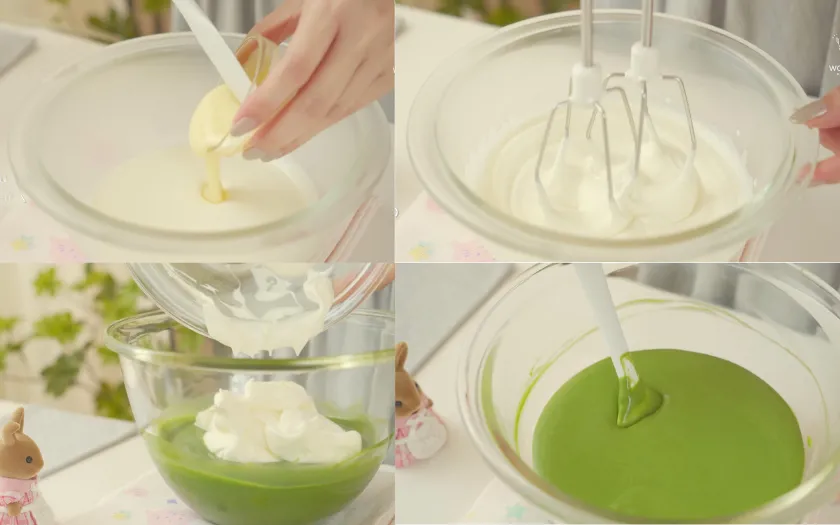 Bước 3: Thêm kem tươi vào hỗn hợp, giúp pudding có độ béo và mịn mượt